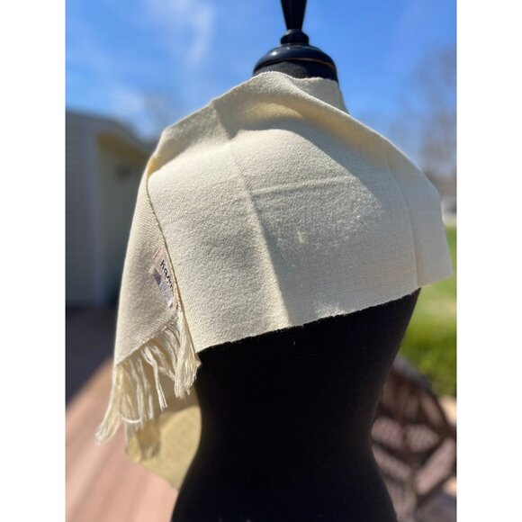 Vtg 1970’s Les Tissages Kasimir Scarf Beige 100% Laine/Wool Hand Written Label - Picture 7 of 9
